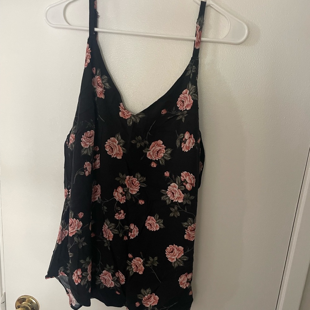 Torrid Black and Pink Rose Top
